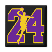 NUMBER 24 WITH BASKETBALL PLAYER FRIDGE MAGNETS