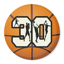 Number 30 Basketball Fridge Magnet