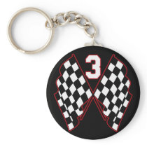 NUMBER 3 AND CHECKERED FLAGS
