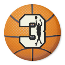 Number 3 Basketball and Player Refrigerator Magnet