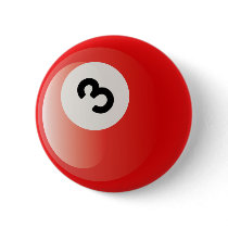 NUMBER 3 BILLIARDS BALL BUTTON