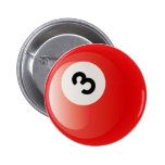 NUMBER 3 BILLIARDS BALL BUTTON
