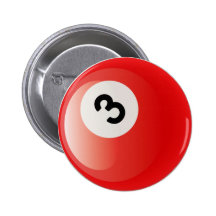 NUMBER 3 BILLIARDS BALL BUTTON