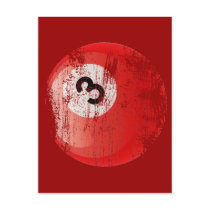 NUMBER 3 BILLIARDS BALL - ERODED AND AGED STYLE POST CARDS