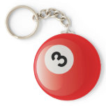NUMBER 3 BILLIARDS BALL keychains