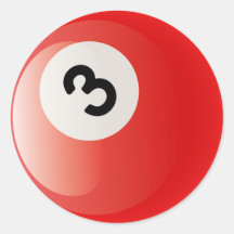 NUMBER 3 BILLIARDS BALL STICKERS