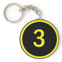 number 3 in a circle key chains