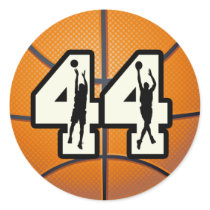 Number 44 Basketball Round Sticker