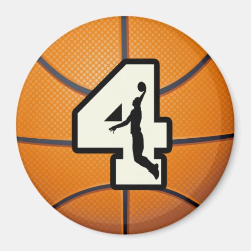 Number 4 Basketball and Player 7.5 Cm Round Magnet | Zazzle