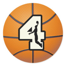 Number 4 Basketball and Player Round Stickers