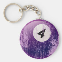 NUMBER 4 BILLIARDS BALL - ERODED AND AGED STYLE KEY CHAINS