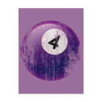 NUMBER 4 BILLIARDS BALL - ERODED AND AGED STYLE POST CARD