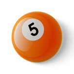 NUMBER 5 BILLIARDS BALL PINBACK BUTTONS