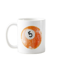 NUMBER 5 BILLIARDS BALL - ERODED AND AGED STYLE COFFEE MUG