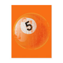 NUMBER 5 BILLIARDS BALL - ERODED AND AGED STYLE POSTCARDS
