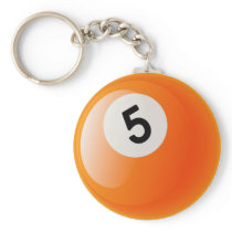 NUMBER 5 BILLIARDS BALL KEYCHAINS