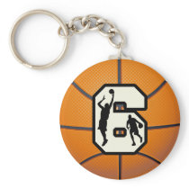 Number 6 Basketball and Players Keychain