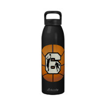 Number 6 Basketball and Players Water Bottle