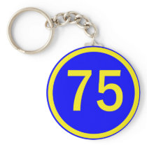 number, 75,  in a circle keychains