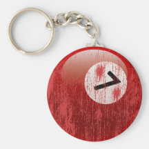 NUMBER 7 BILLIARDS BALL - ERODED AND AGED KEYCHAIN