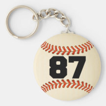 Number 87 Baseball Key Chain