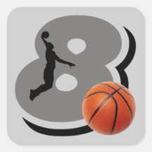 Number 8 Basketball Player Square Stickers