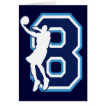 NUMBER 8 WITH BASKETBALL PLAYER GREETING CARDS
