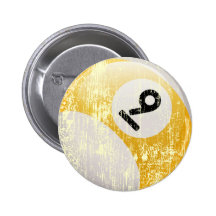 NUMBER 9 BILLIARDS BALL - ERODED AND AGED PINBACK BUTTON