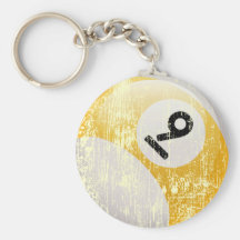 NUMBER 9 BILLIARDS BALL - ERODED AND AGED KEYCHAINS