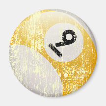 NUMBER 9 BILLIARDS BALL - ERODED AND AGED REFRIGERATOR MAGNET
