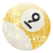 NUMBER 9 BILLIARDS BALL - ERODED AND AGED ROUND STICKERS