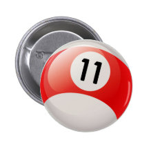 NUMBER ELEVEN BILLIARDS BALL PINBACK BUTTON