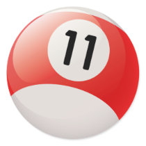 NUMBER ELEVEN BILLIARDS BALL ROUND STICKERS