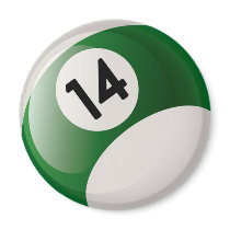 NUMBER FOURTEEN BILLIARDS BALL MAGNET