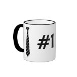 Number One #1 Dad Black Stripes Fake Tie mugs
