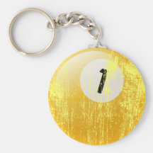 NUMBER ONE BILLIARDS BALL - AGED AND ERODED KEY CHAINS