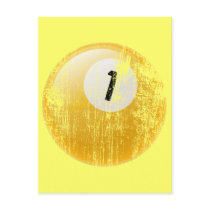 NUMBER ONE BILLIARDS BALL - AGED AND ERODED POSTCARDS