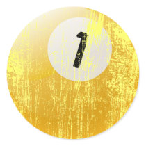 NUMBER ONE BILLIARDS BALL - AGED AND ERODED ROUND STICKER