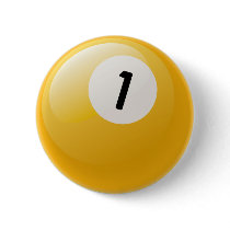 NUMBER ONE BILLIARDS BALL PINBACK BUTTONS