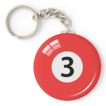 Number three pool ball keychain