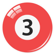 Number three pool ball stickers/labels