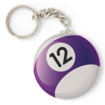 NUMBER TWELVE BILLIARDS BALL KEY CHAIN
