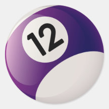 NUMBER TWELVE BILLIARDS BALL STICKER