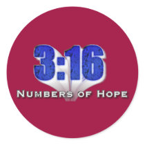 Numbers of Hope 3:16 Round Sticker
