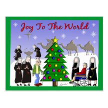Nun Art Christmas Scene Gifts Postcards