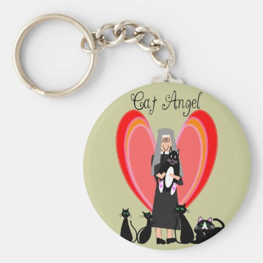 Nun Cat Angel Art Gifts Key Chains