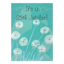 Nuns 25th Jubilee Invitation Teal Floral Design