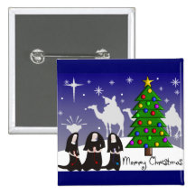 Nuns Christmas Cards "Merry Christmas" Buttons