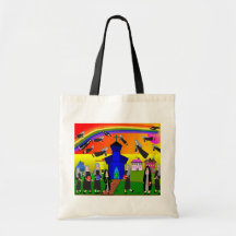 Nuns "Flying Nuns" Whimsical Art Canvas Bags