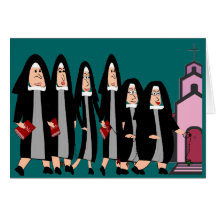 Nuns "Heading to Church" Greeting Cards